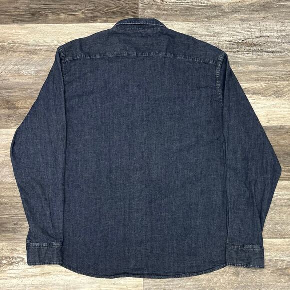 Wrangler Indigo Dark Wash Blue Mens 3XL‎ Stretch Pearl Snap Western Denim Shirt - Picture 3 of 8